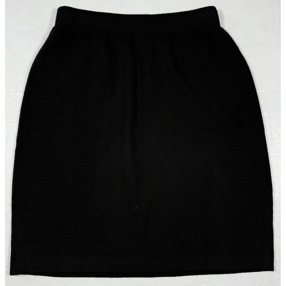 ST JOHN BASICS Black Santana Knit‎ Knee Length Skirt Size 6